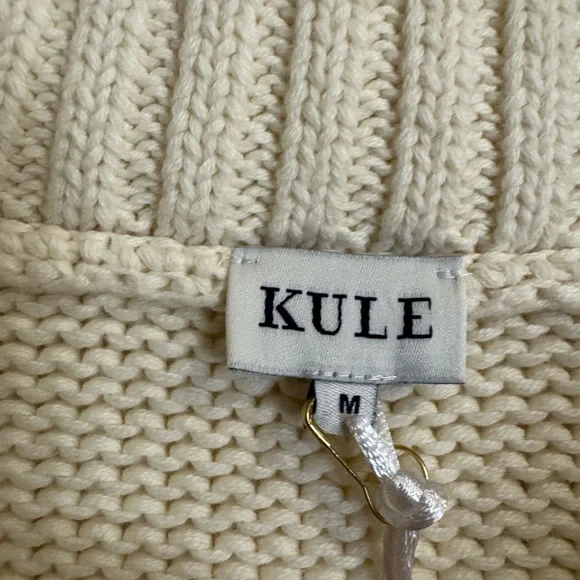 KULE Cream Knit Turtleneck Sweater with Red & Blue Stripes - Picture 3 of 8